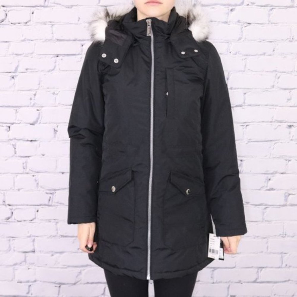 NWT London Fog black faux fur jacket R1